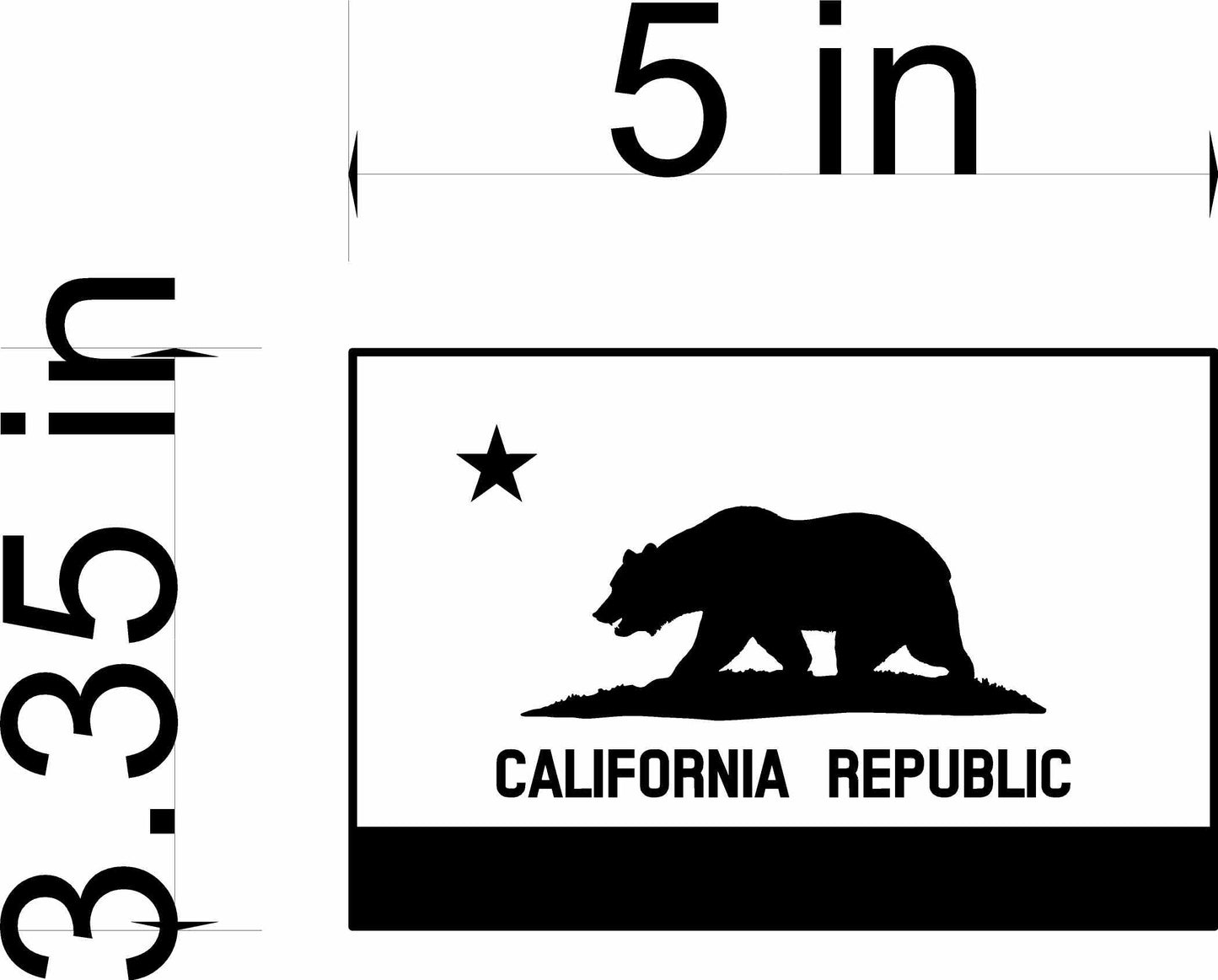 USA California Flag Decals Set of 2 - Matte BLACK - 5” Wide Dodge RAM;Ford