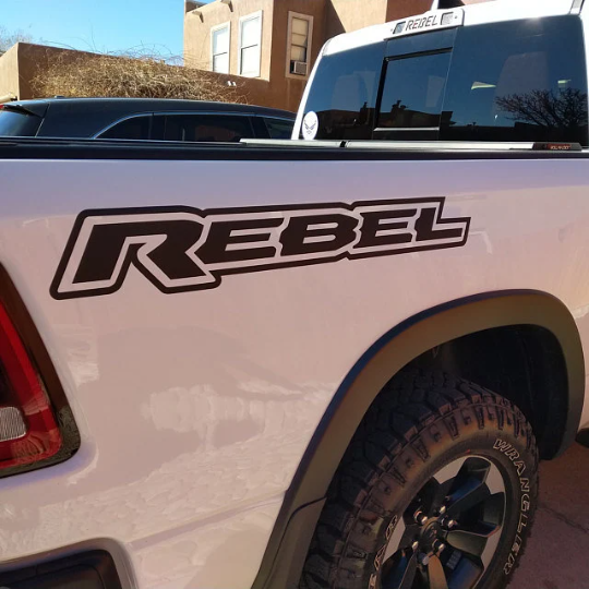 Set of 2 Custom Rebel Text ONLY Dodge RAM SRT 1500 Performance Full Sport Decal