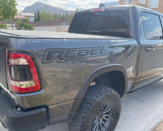 Set of 2 Custom Rebel Text ONLY Dodge RAM SRT 1500 Performance Full Sport Decal