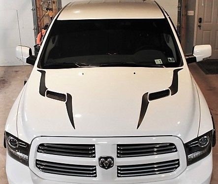 Gloss RED - 2017 - 2019 Dodge Ram 1500 Rebel Hood inlay Decal Stripe