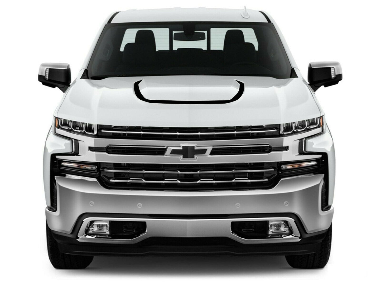 2019-2022 Chevrolet Chevy GMC Sierra Silverado Outline Trail Boss Front Hood Decal Matte Black Vinyl Graphic