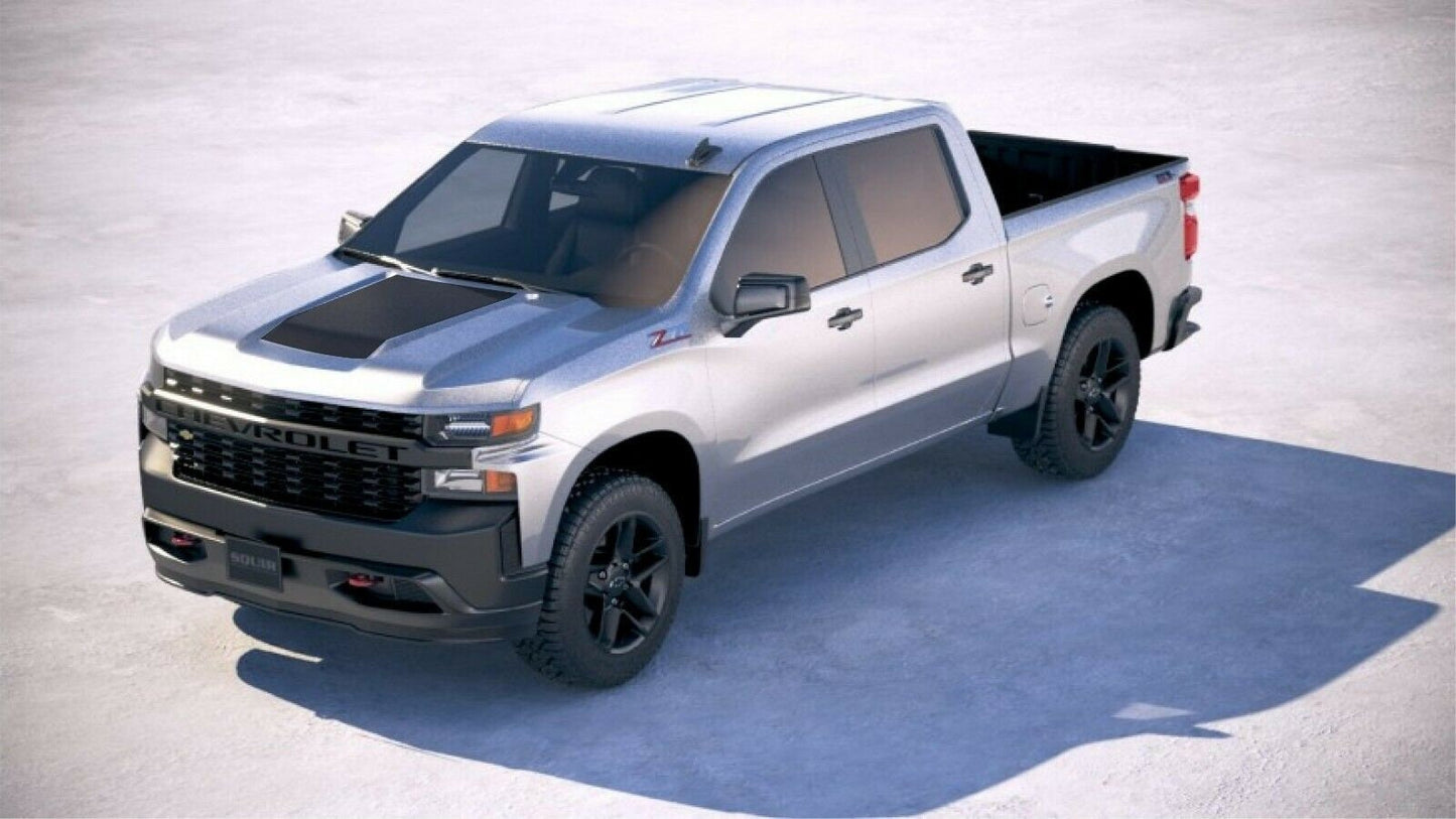 MATTE BLACK - 2019-2022 Chevrolet Chevy GMC Sierra & Silverado Trail Boss Front Hood Decal Vinyl Graphic