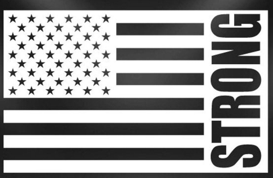 USA Strong Flag Lettering Vinyl Decal Wall Window Car Sticker