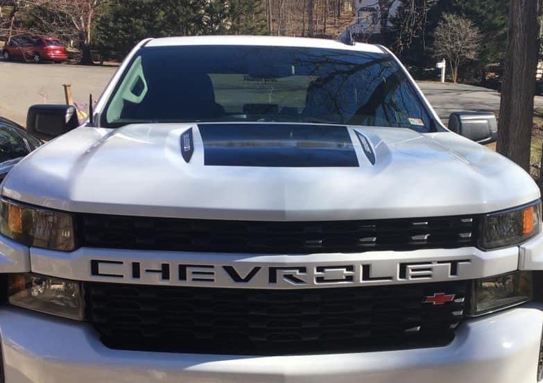 GLOSS BLACK - 2019-2022 Chevrolet Chevy GMC Sierra & Silverado Trail Boss Front Hood Decal Vinyl Graphic