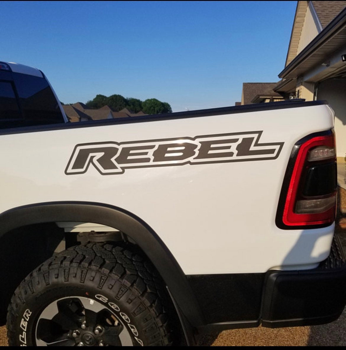 1 Side only Matte Black Custom Rebel Text ONLY Dodge RAM SRT 1500 Performance Full Sport Decal