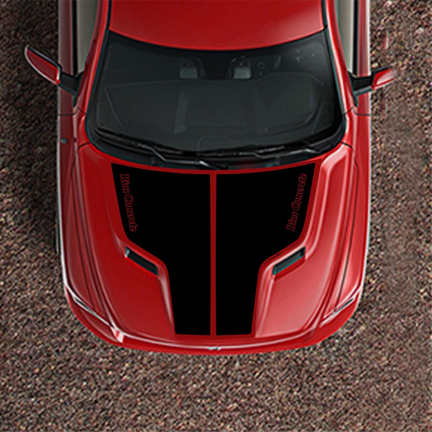 MATTE Black - Rio's Concrete - 2009-2018 Dodge RAM SRT 1500 Performance Full Sport Hood Decal