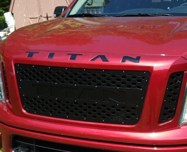 MATTE BLACK - 2020-2022 Nissan Titan Front Grille Hood Graphic Insert/Inlays