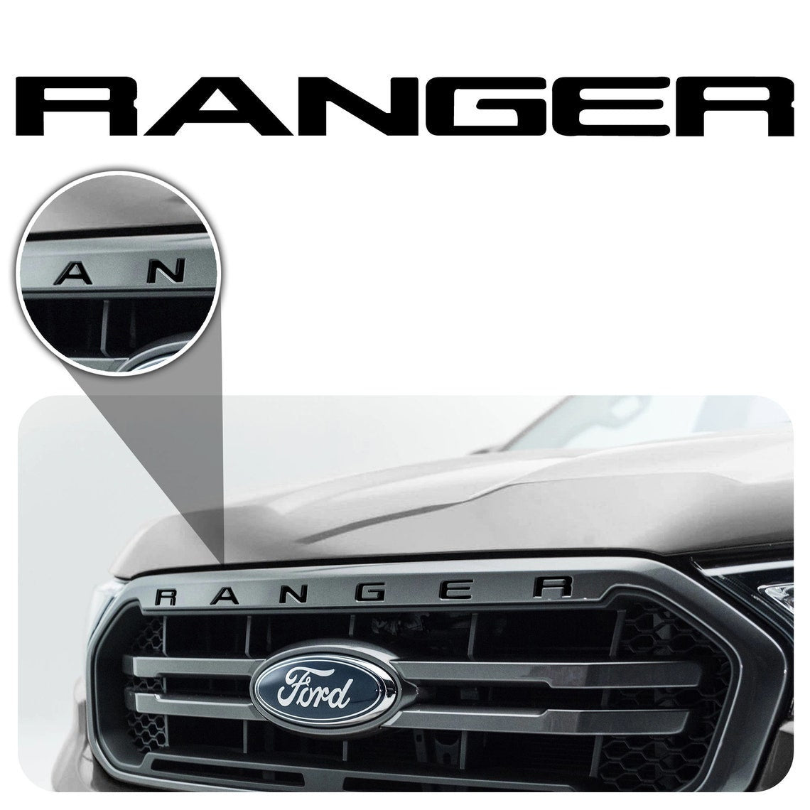 2019-2022 Ford Ranger Front Grille Hood Graphic Insert/Inlays