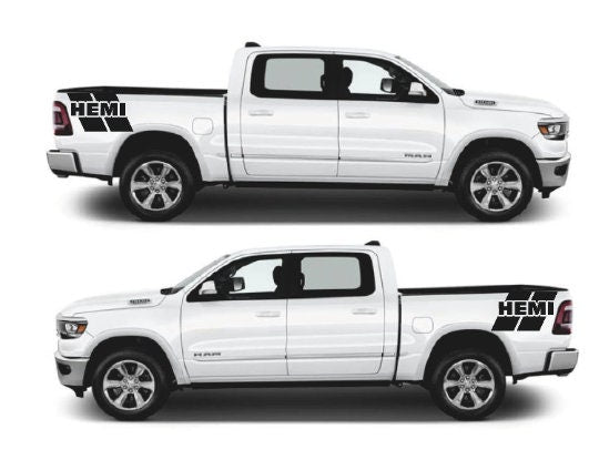 Matte Black Set of 2 Custom Text with stripes Fits Dodge RAM SRT 1500 Performance Sport Decal