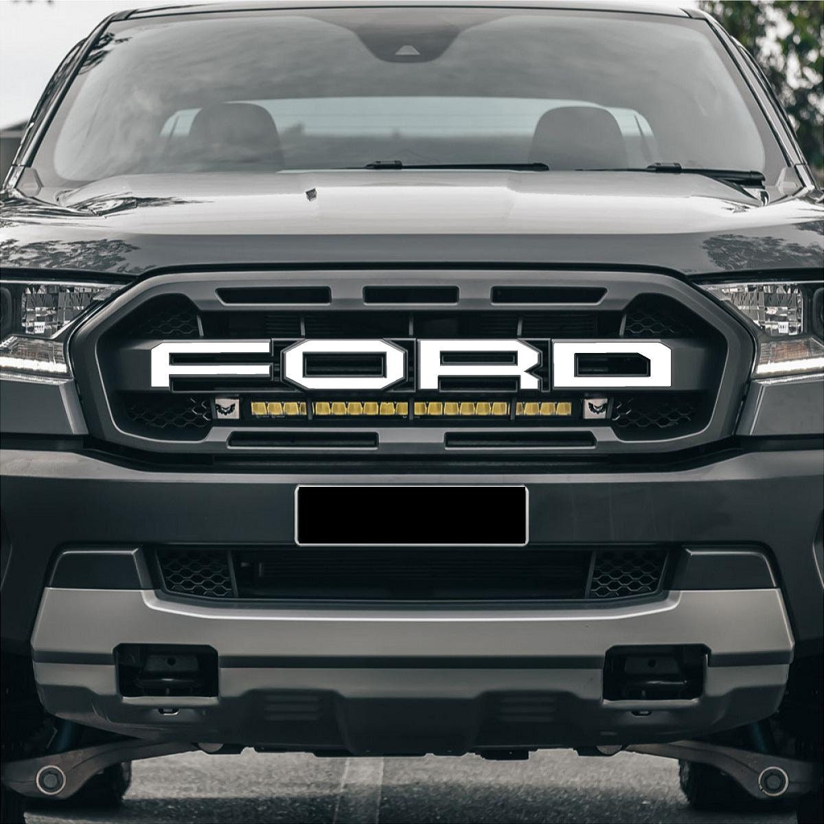 Custom Metallic Charcoal - 2019-2022 Ford Ranger "Raptor" Style Grill Letters Vinyl Decals