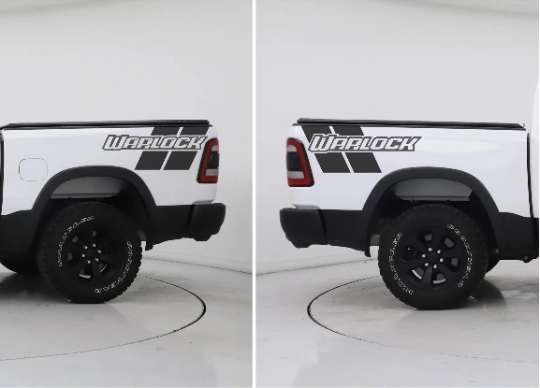 Set of 2 Custom WARLOCK Text with stripes Dodge RAM SRT 1500 Performance Bedside Decals