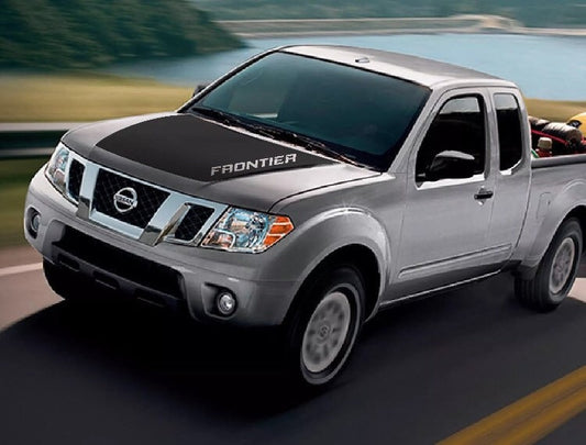 GLOSS BLACK - 2005 to 2021 Nissan Frontier Hood Graphic Blackout with Word