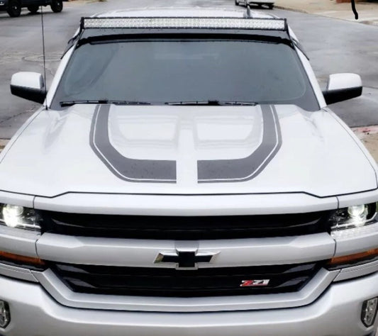 2016 to 2018 Rally Edition Style Z71 Chevrolet Silverado Hood Graphic - MATTE BLACK