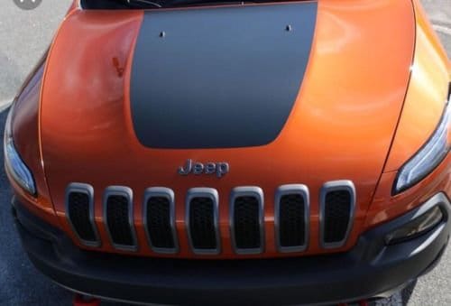 GLOSS BLACK - 2014-2018 Jeep Cherokee Trailhawk Front Hood Graphic Decal Blackout
