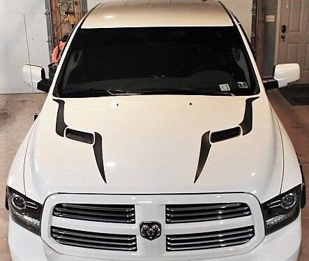 MATTE BLACK - 2017 - 2019 Dodge Ram 1500 Rebel Hood inlay Decal Stripe
