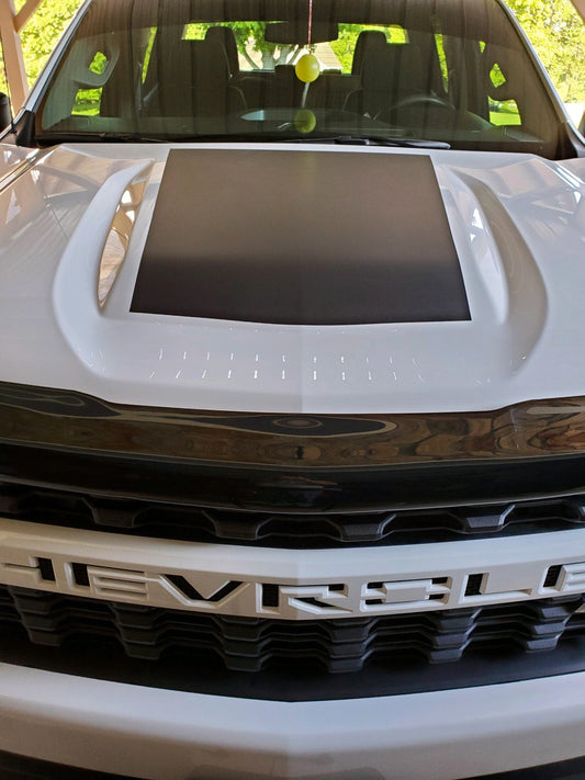 MATTE BLACK - 2019-2022 Chevrolet Chevy GMC Sierra & Silverado Trail Boss Front Hood Decal Vinyl Graphic