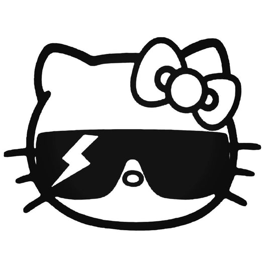 GLOSS BLACK - Hello Kitty Sunglasses Lettering Vinyl Decal Wall Window Car Sticker
