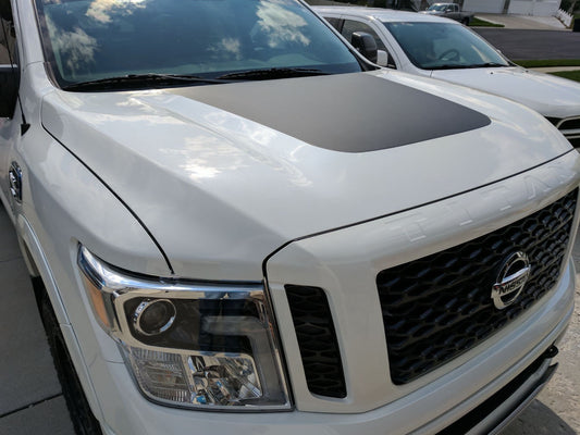 MATTE BLACK - 2017 to 2021 Nissan Titan Hood Graphic Blackout