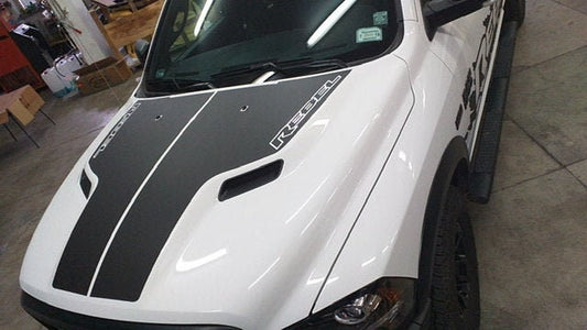 Gloss Black - Rebel Text 2009-2019 Dodge RAM SRT 1500 Performance Full Sport Hood Decal