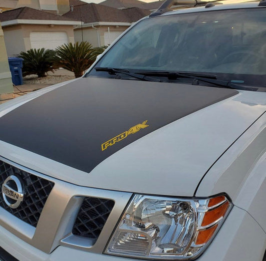 Yellow Pro4x 2005 to 2021 Nissan Frontier Hood Graphic Blackout - MATTE BLACK