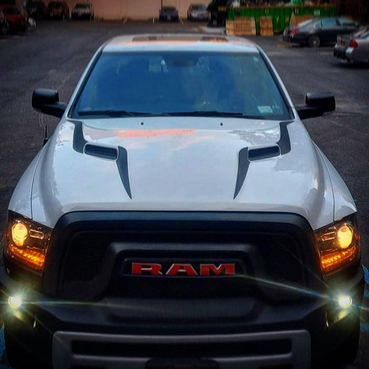 Gloss RED - 2017 - 2019 Dodge Ram 1500 Rebel Hood inlay Decal Stripe