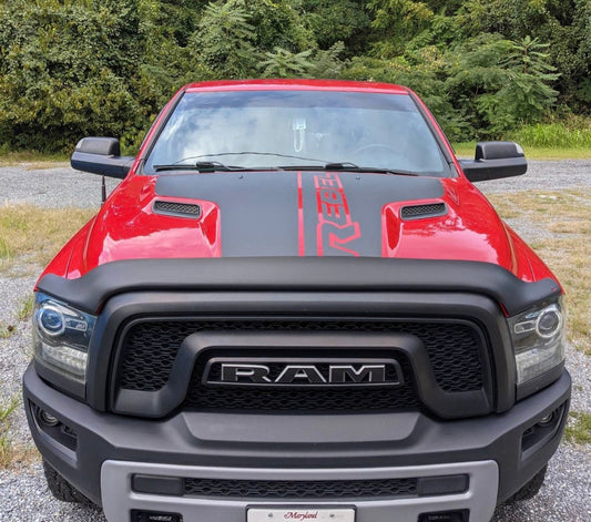 Matte Black - Custom Rebel Text 2009-2019 Dodge RAM SRT 1500 Performance Full Sport Hood Decal
