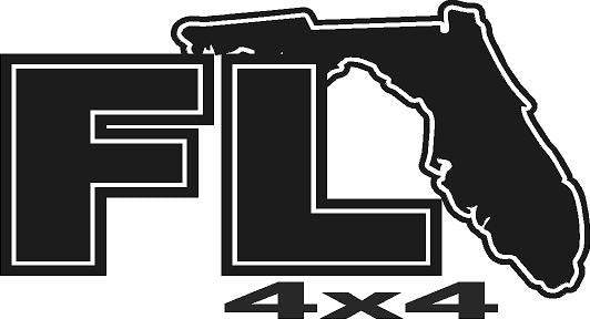 MATTE BLACK - Set of 2 - Ford F-150 F-250-Dodge-RAM-Chevrolet Florida 4x4 Graphic Sticker Each Bedside Decal