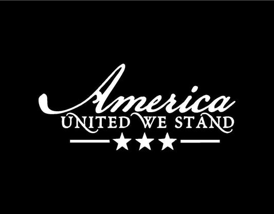 WHITE_ USA America - United We Stand 11inch Wide Lettering Vinyl Decal Wall Window Car Sticker