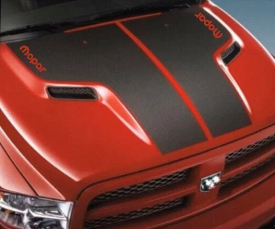 Matte Black - Custom M O P A R Text 2009-2020 Dodge RAM SRT 1500 Performance Full Sport Hood Decal